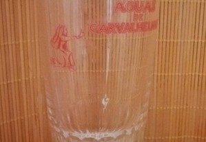 Copo antigo em vidro publicidade das Águas de Carvalhelhos ( modelo alto logotipo rótulo Vermelho)