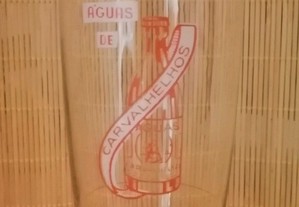 Copo antigo em vidro com publicidade das Águas de Carvalhelhos ( garrafa rótulo Laranja )