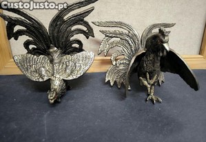2 Galos em Estanho - Decoração