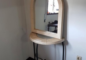 Mesa e Espelho Decorativos Com Pedra Para HALL