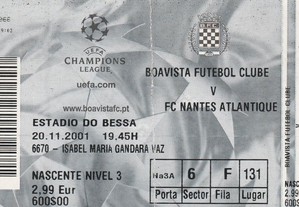 Bilhete Boavista FC - FC Nantes / Liga dos Campeões 2001/02