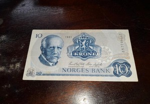 Nota 10 coroas Noruega