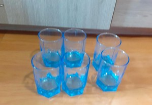 6 copos de vidros azuis NOVOS