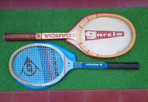 Raquete ténis antiga em madeira Garcia / Dunlop