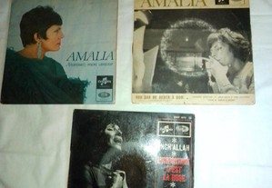 3 discos pequenos em vinil de Amália Rodrigues
