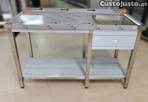 Bancada em inox com cuba 40x40cm (1400x600x850mm)