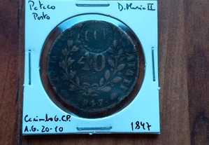 Moeda Pataco 1847 D. Maria II C/Carimbo GCP