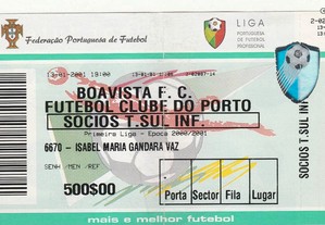Bilhete Boavista FC - FC Porto / Época 2000/2001