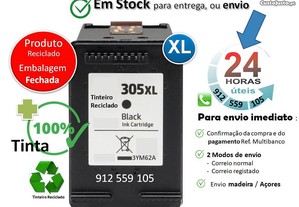 305XL Preto Tinteiro HP reciclado + 100% Tinta
