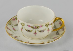 Chávena de chá e pires porcelana de Limoges D&Cª   France