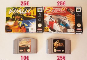 4 Jogos Nintendo 64 N64 V-Rally Zelda Lamborghini F1 Completos