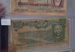 ANGOLA 2 Notas de Agosto 1956, 20$00 Silva Porto 50$00 Henrique de Carvalho Bem Conser. BC C/ fotos