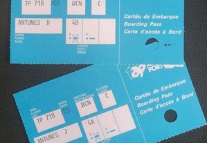 2 antigos bilhetes da Companhia Aérea Portuguesa, TAP Air Portugal
