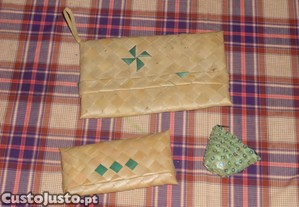 Bolsas pochetes artesanais em folha de palma