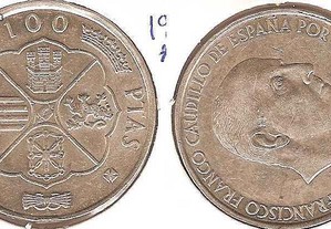 Espanha - 100 Pesetas 1966 66 - bela/soberba prata