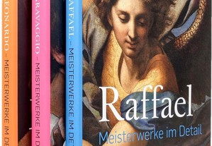 "Mestres italianos em detalhe : Rafael, Leonardo e Caravaggio" 3 vols alemão ilustrados - Novos