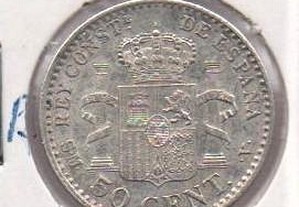 Espanha - 50 Centimos 1904 04 - soberba prata