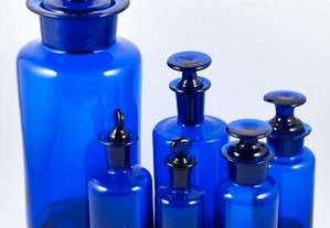Frascos de Farmácia em vidro azul cobalto