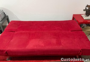 Sofá-cama vermelho (clic-clac) bom estado
