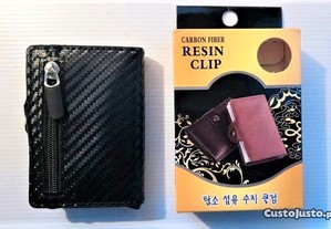 Carteira porta cartões + porta moedas RFID cor Preto