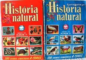 Cadernetas História Natural álbuns I e II completos com 500 cromos, cromos avulsos