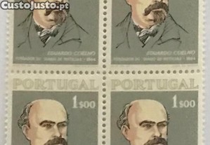 Quadra de selos novos de 1$00 - 1. Centenário do Diário de Notícias - 1964