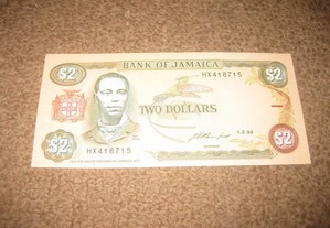 Nota da Jamaica "2 Dollars" UNC