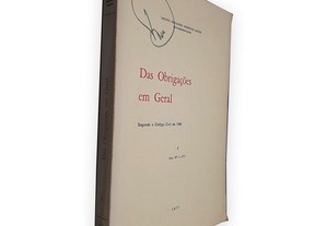 Das Obrigações em Geral (Volume I) - Jacinto Fernandes Rodrigues