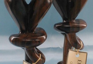 Casal de pássaros de madeira (ébano) 20x5cm