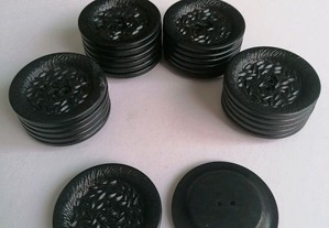 Conjunto de 24 botões pretos com 5 cm
