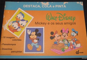 Livro Mickey e os seus amigos Destaca Cola e Pinta Walt Disney 