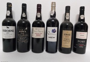 6 garrafas de vinho do porto vintage