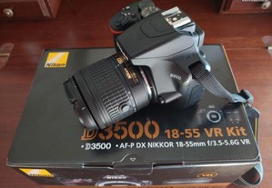 Nikon D3500 + AF-P DX 18-55mm f/3.5-5.6G VR como nova!