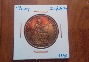 Moeda 1 Penny 1896 Inglaterra - Bela