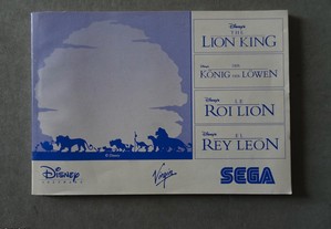 Catálogo / Manual de Instruções Mega Drive Sega Lion King - O Rei Leão