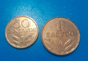 Duas moedas antigas portuguesas 50 CENTIMOS
