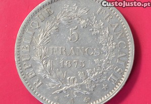 Frana 5 Francos 1875-A (cunhada em Paris) - prata
