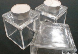 Castiçal de vidro para 1 vela 6x6x6cm