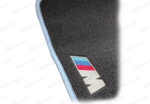 Tapetes de veludo para bmw e39 02-09 borda azul