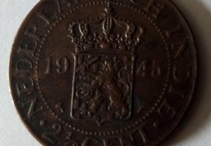 Moeda de 2 1/2 Cent. 1945 Holanda Índias Orientais