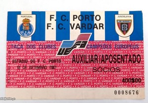 Futebol Clube do Porto-Vardar Bilhete de Futebol 1987