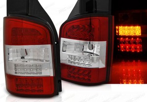 Conjunto de farolins vw t5 transporter 03-09 led vermelho transparente