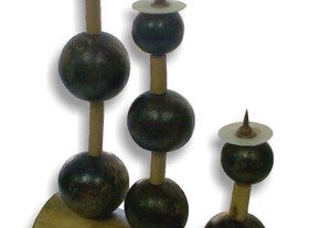 Castiçal para velas em bambu e maboque 27x30x10cm