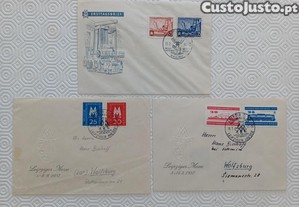 Filatelia - 3 envelopes da RDA - Leipziger Messe ou Leipzig Trade Fair (Feira Comercial de Leipzig)