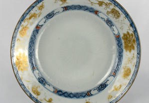 Raro Prato porcelana da China, decoração floral, Qianlong séc. XVIII