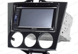 Moldura adaptador preto brilhante para radio 2-din para mazda rx-8 03-08 aire acondicionado manual