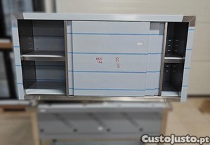Armário inox de parede com prateleira intermédia (1200x400x600mm)