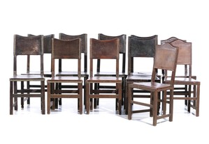 Conjunto 11 Cadeiras Carvalho Couro