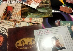 Discos vinil, colectâneas, singles, álbuns.