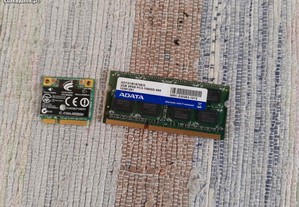 Memória RAM Adata 2GB DDR3-1333 PC3-10600 + Placa Wireless Atheros
